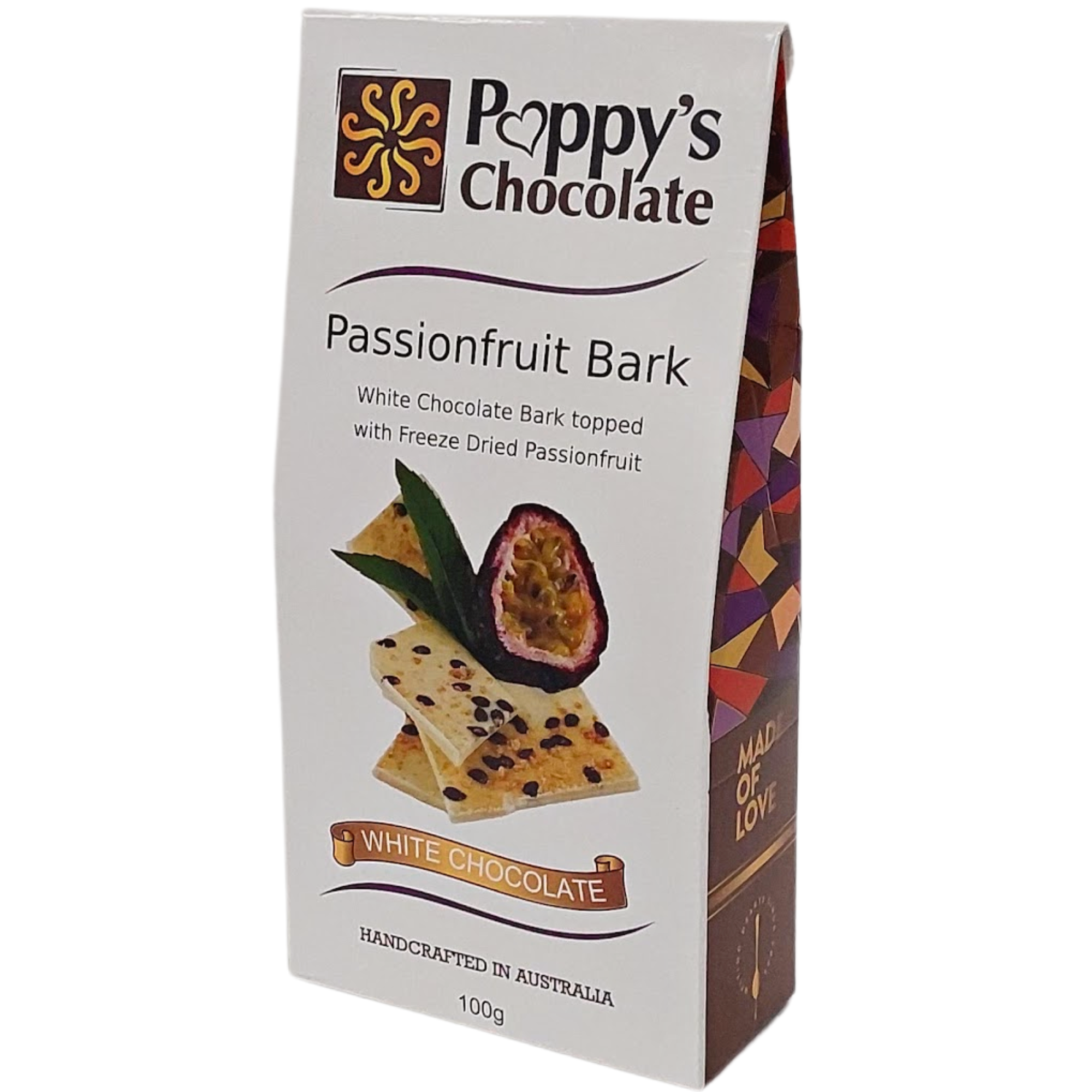 Poppy's Chocolate - Wholesale Chocolate bar - Passionfruit and White Chocolate Bark 100g2