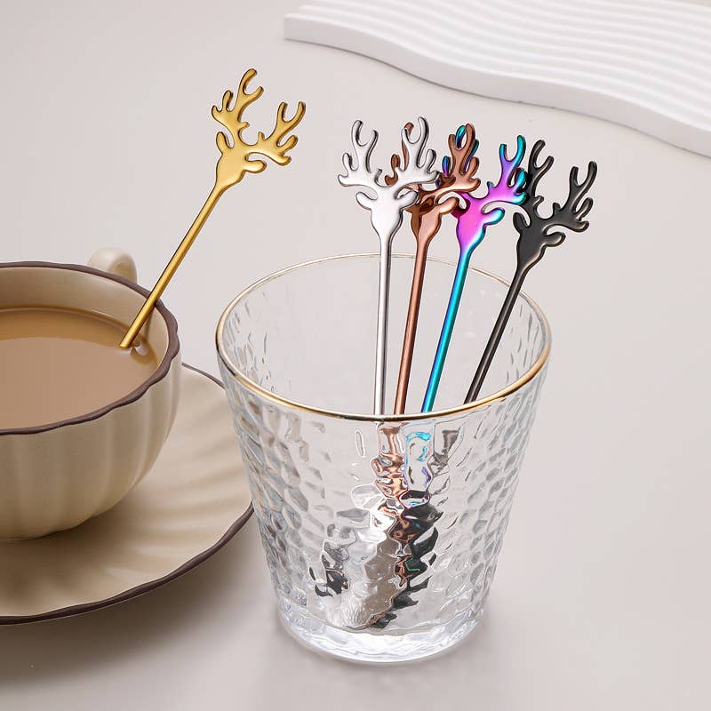 Sostraw & SmartThings - Wholesale Table Spoon (Cutlery) - Deer spoon for Christmas - Coffee, tea, dessert - 5 colors4