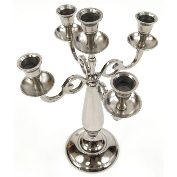 India Overseas Trading Corporation - Wholesale Candle holder - 5-Candle Metal Candelabra Silver Candle Holder Stand4