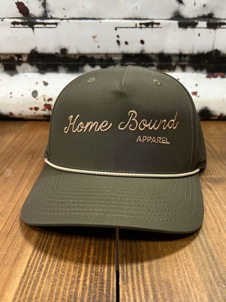 Home Bound Golf Performance Seilkappe — Dunkler Lodenstoff mit hellbraunem Seil für den Großhandel von Home Bound Company