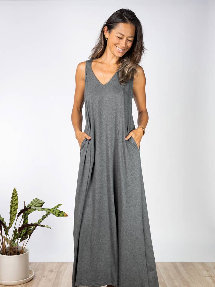 Elaine Maxi Dress (Charcoal) for wholesale by Ten Tomorrow
