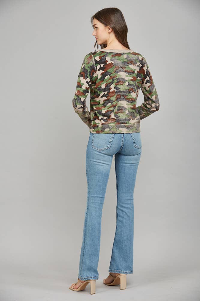 FATE – Großhandel Strickjacke – Damen – CAMO-PRINT-FRONT-KNOPFVERSCHLUSS-CARDIGAN FW155568