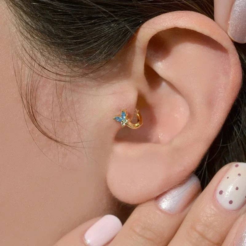 StockJWL - Venta al por mayor Pendiente sin pareja - Azul, Rosa; Púrpura, Pendiente de Mariposa, Joyería de Mariposa, Piercing de Anillo, Piercing de Tragus, Pendientes de Cartílago, Pendientes de Hélix, Regalo para Ella3
