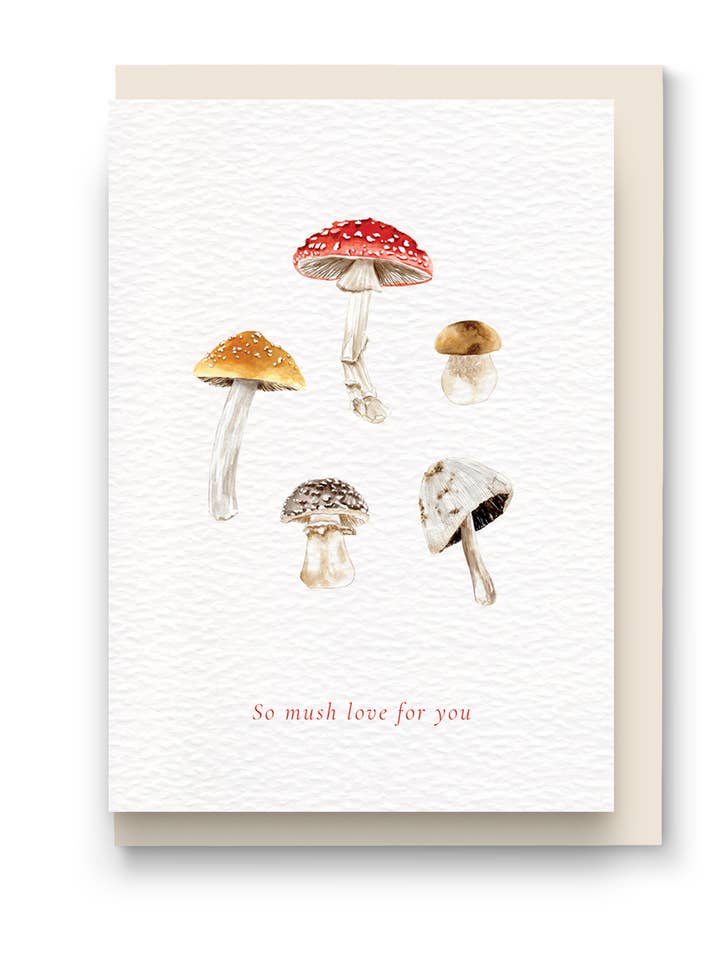 Mushroom Food Lover Valentines Day Card for wholesale by Kate Hall Design