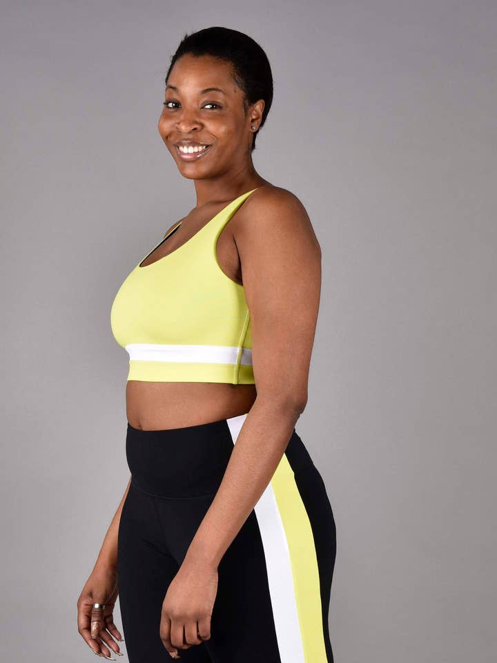 Teagan Reversible Matte Luxe Sports Bra in Neon/ Black for wholesale by Wear Love More LLC