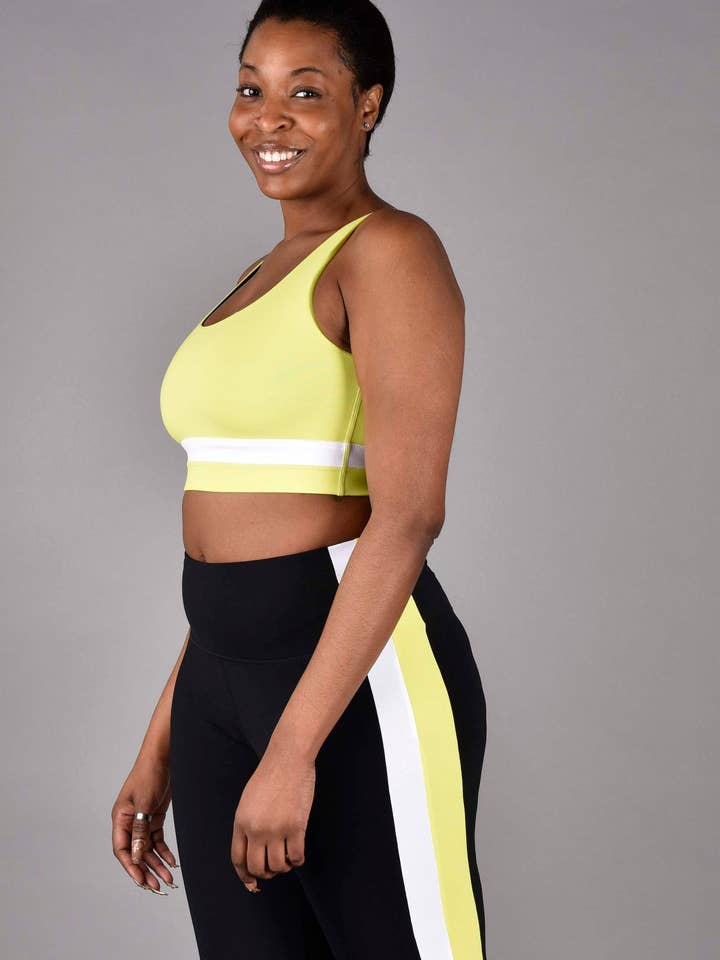 Teagan Reversible Matte Luxe Sports Bra in Neon/ Black for wholesale by Wear Love More LLC