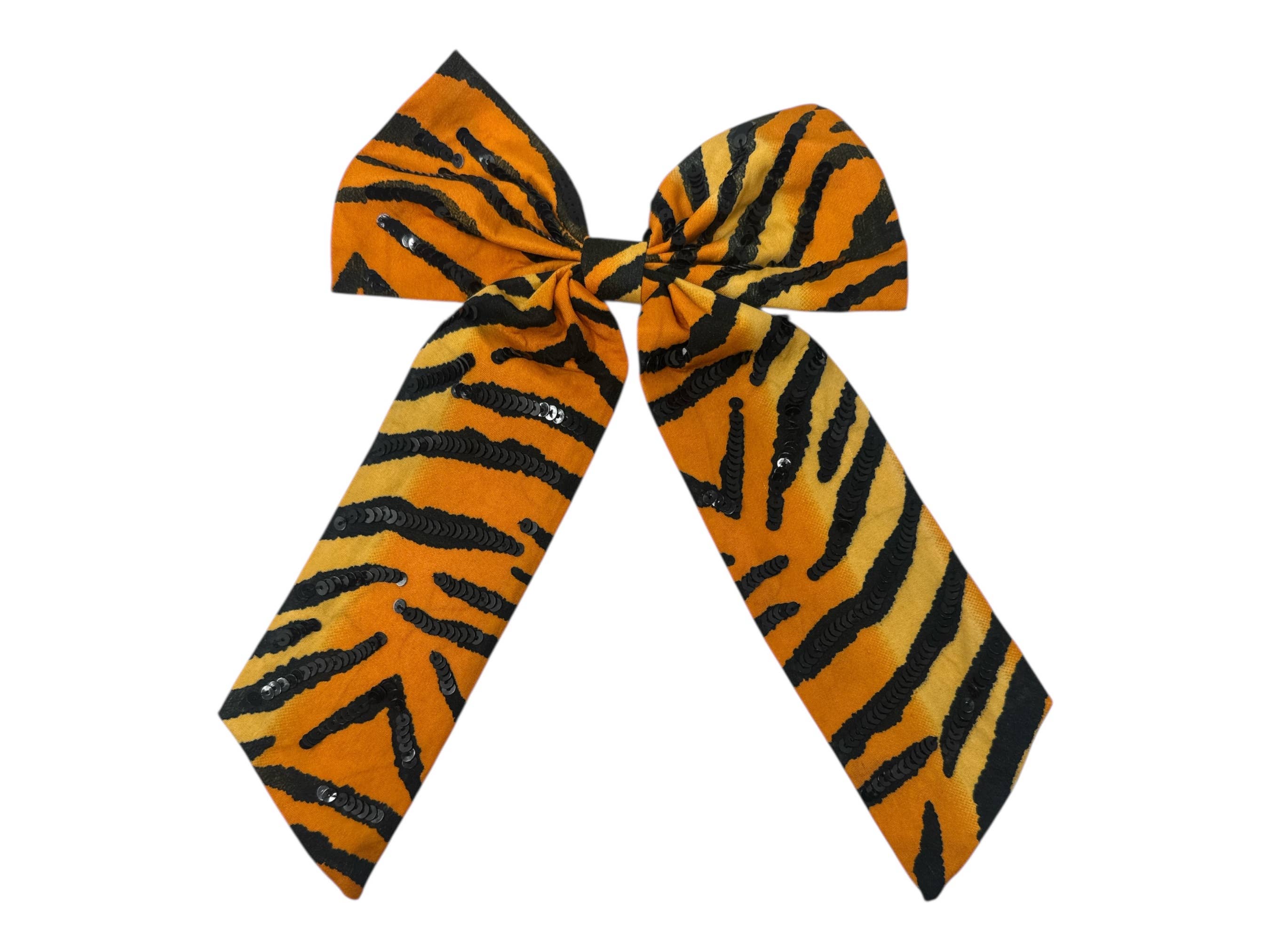 Golden Lily - Wholesale Hair Bow - Kids - Game Day Bow - Sequin Tiger Print
