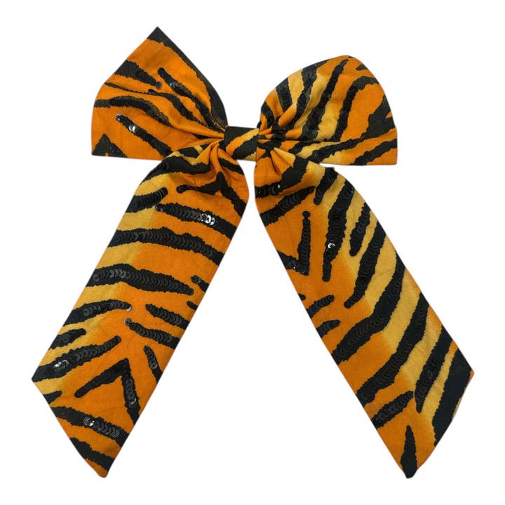 Golden Lily - Wholesale Hair Bow - Kids - Game Day Bow - Sequin Tiger Print0