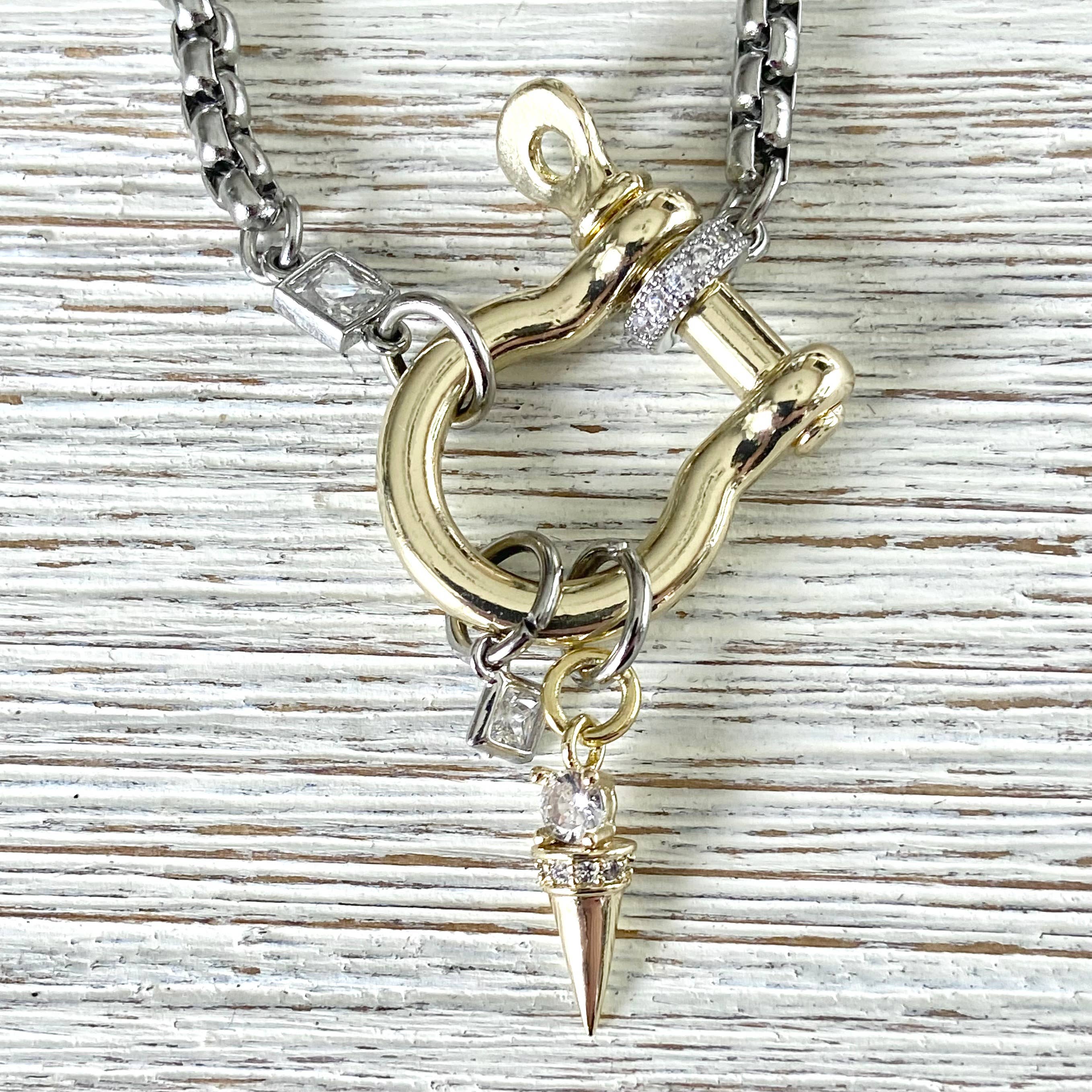 VB&CO Designs Handmade Jewelry - Wholesale Pendant/Charm Necklace - Carabiner shackle necklace charm holder mixed metal 3