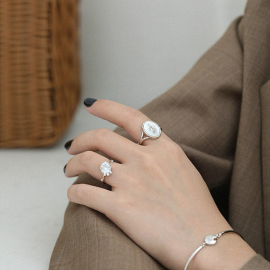 Perimade & Co. LLC - Wholesale Signet Ring - Rose Flower Pearl Oval Signet Ring in 925 Sterling Silver3