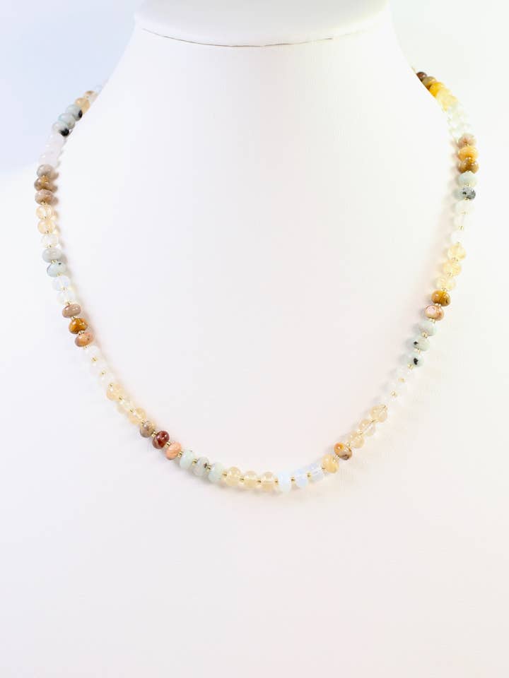 Ozark Beaded Stone Necklace Natural multi for wholesale by Caroline Hill