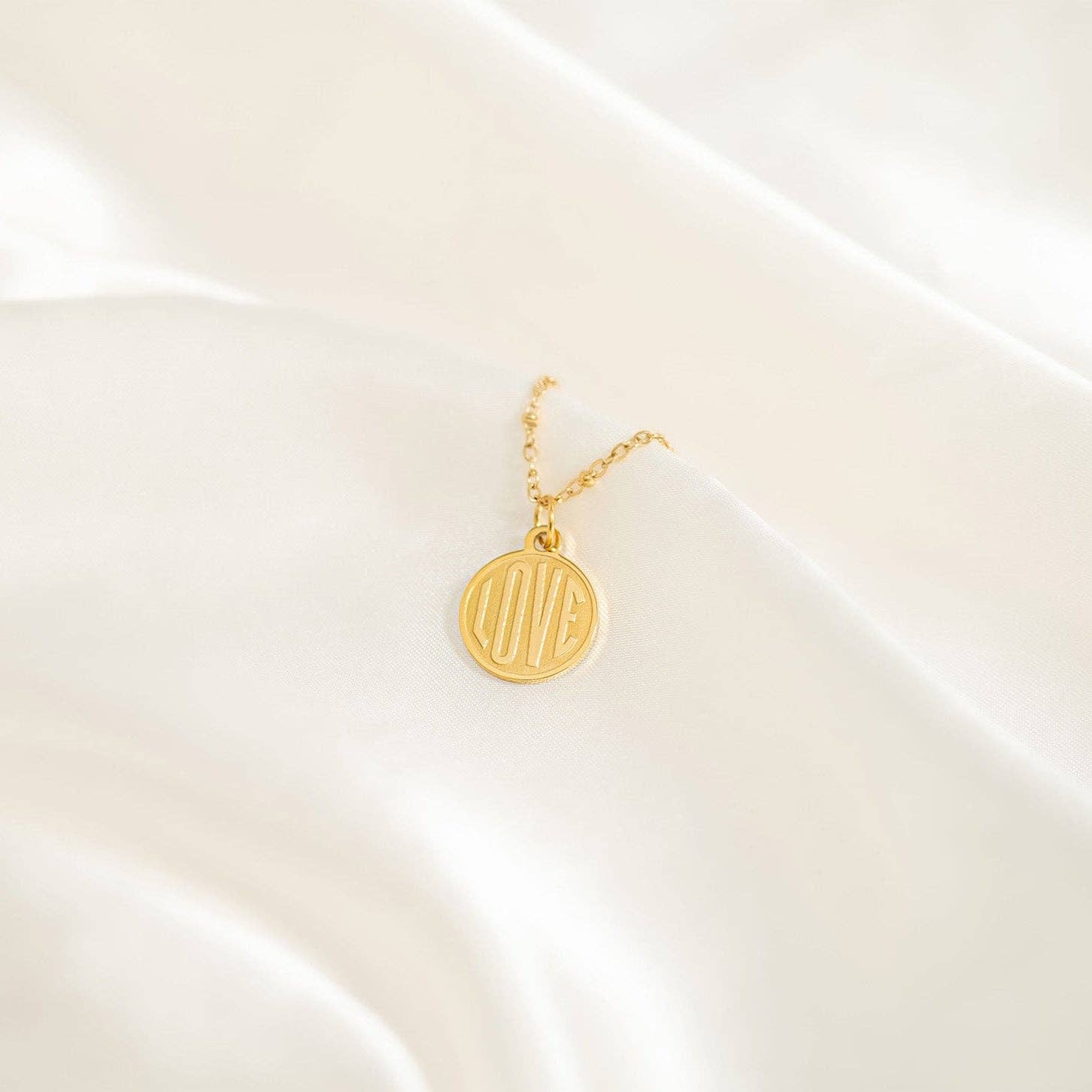 WJW - Wholesale Individuele bedel/hanger - 18K gouden PVD roestvrijstalen ronde love charm / PDL02542