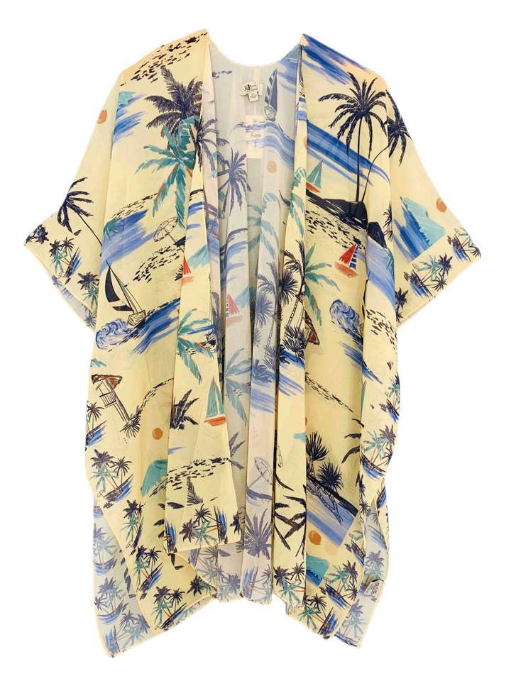 JC Sunny Fashion – Engroshandel Kimono - Dame – JC070998 L. Gul Palme Kimono