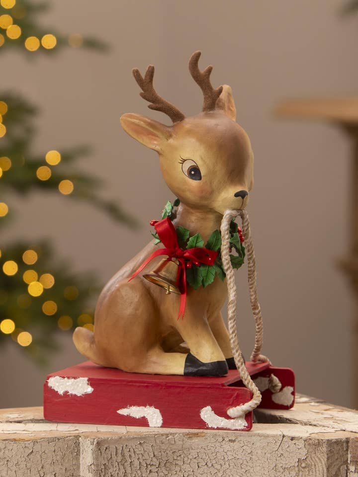 Reindeer on Sled for wholesale by Bethany Lowe Designs