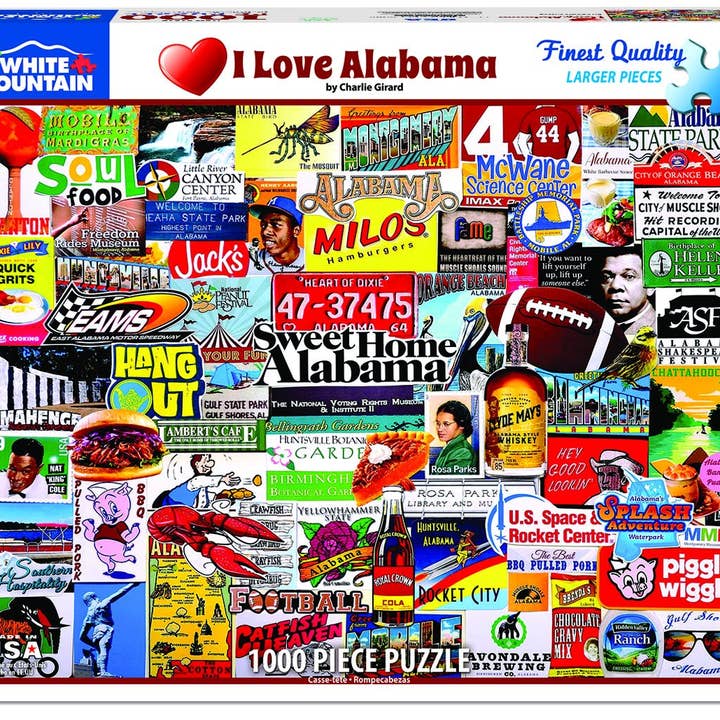 White Mountain Puzzles - Wholesale Puzzle - Adult - I Love Alabama (1516pz) - 1000 Piece Jigsaw Puzzle