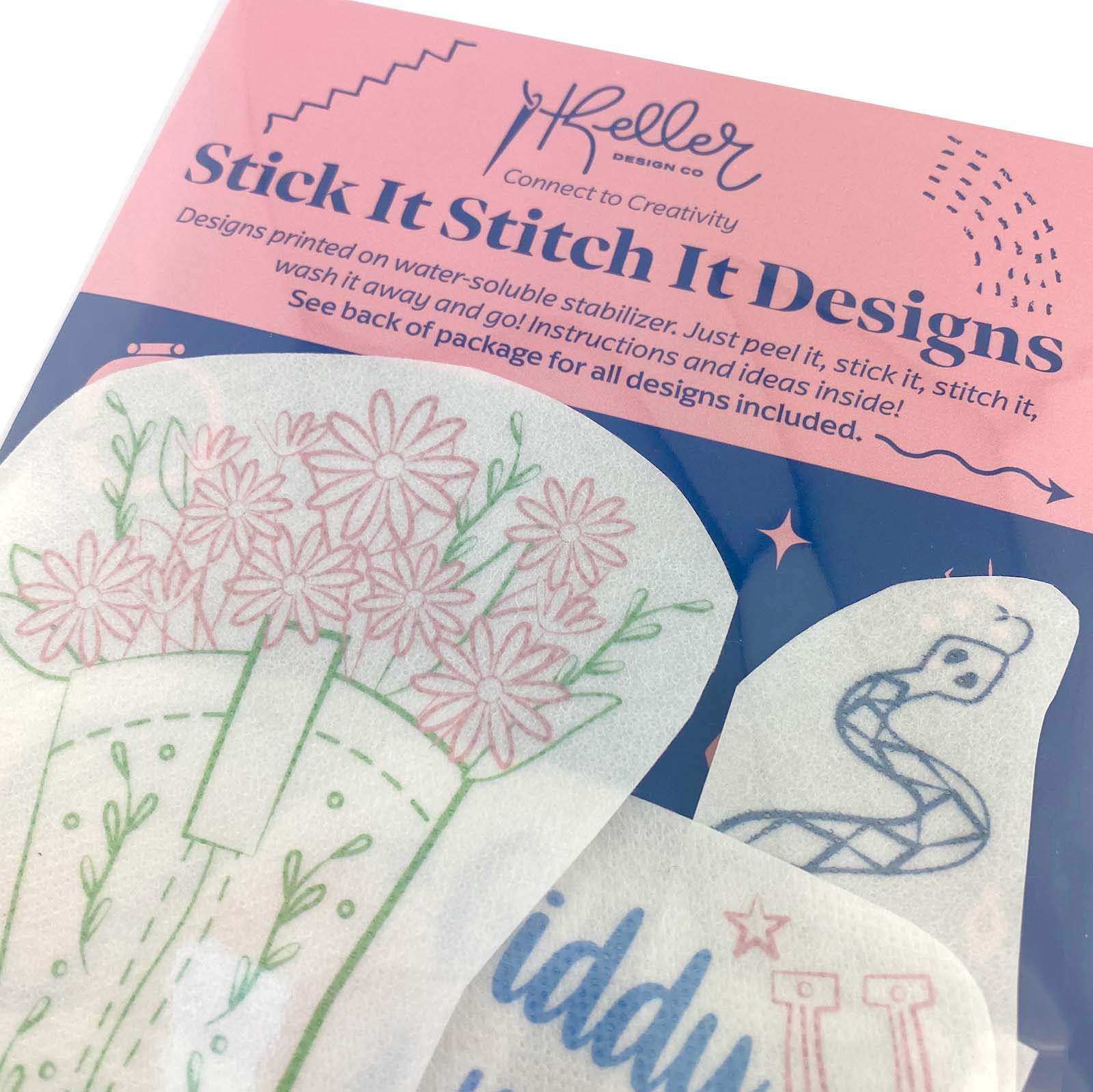 Keller Design Co. - Wholesale DIY Craft Kit - Stick It Stitch It Water Soluble Embroidery Patterns-Disco Cowgirl9