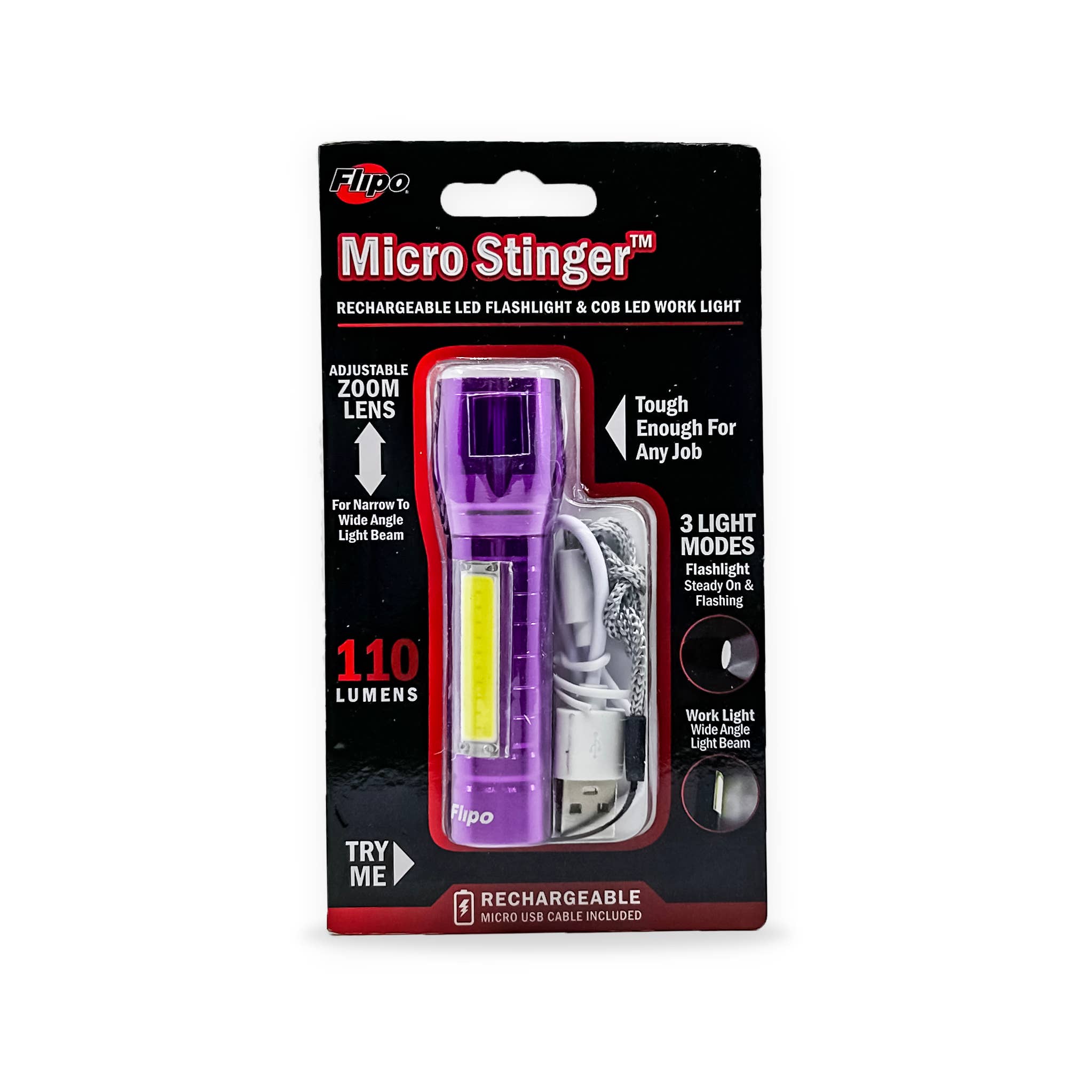 Flipo Group, Ltd. - Vendita all'ingrosso Torce - Torcia ricaricabile Micro Stinger™ a LED, 12 pezzi, colori assortiti5