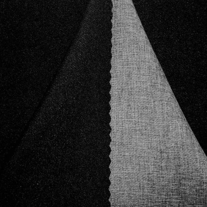 Tissu crêpe premium double face en noir et gris 58/60" pour la vente par Radyan Fabrics