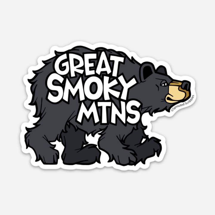 Great Smoky Mountains Sticker | Bear | Waterproof Vinyl for wholesale by Sprouted Scribbles