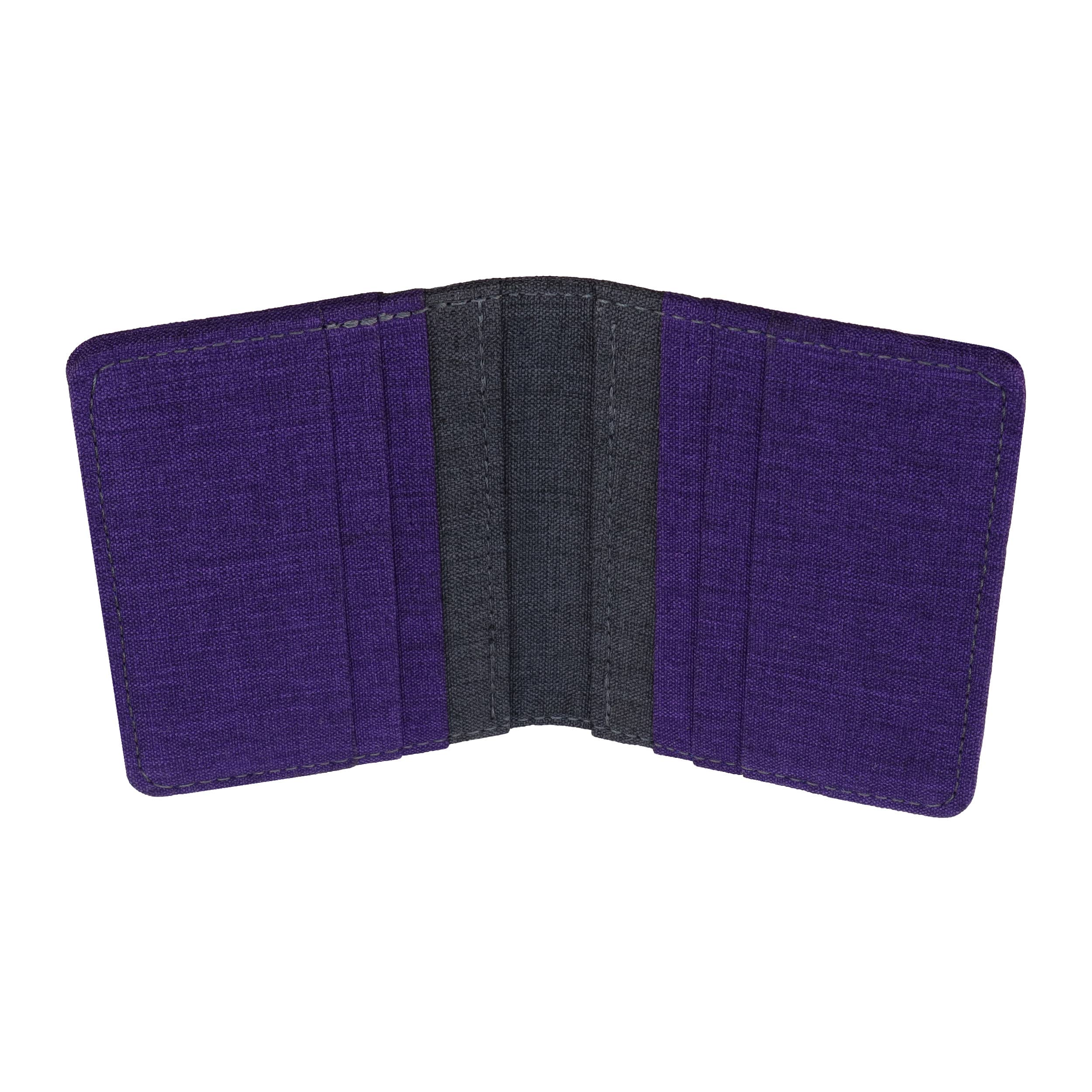HOLD SUPPLY - Wholesale Wallet - Men's - Purple and Gray Canvas Vertical Bifold Card & Cash Wallet0
