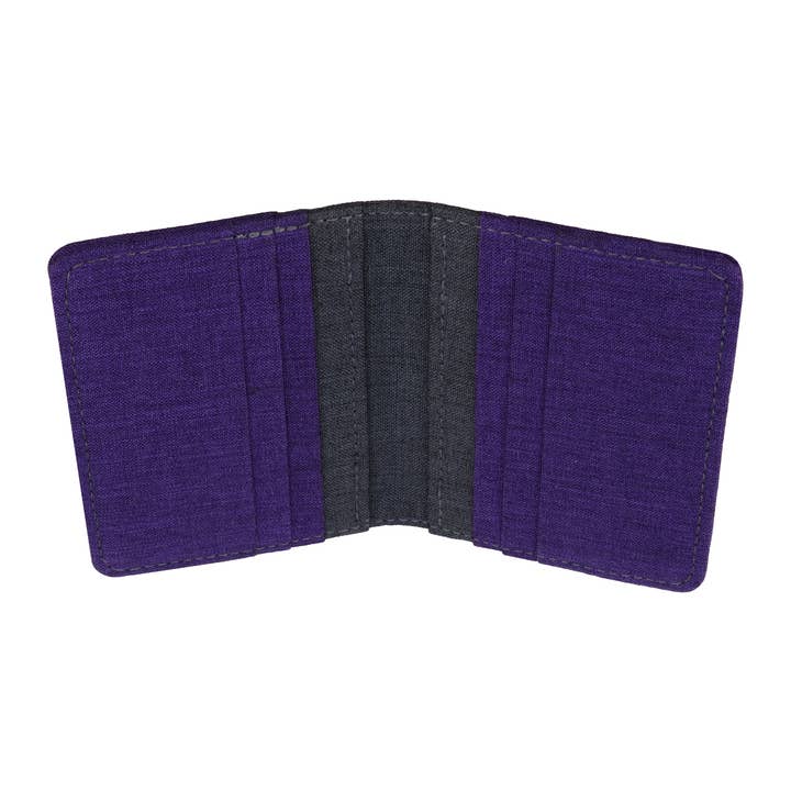 HOLD SUPPLY - Wholesale Wallet - Men's - Purple and Gray Canvas Vertical Bifold Card & Cash Wallet
