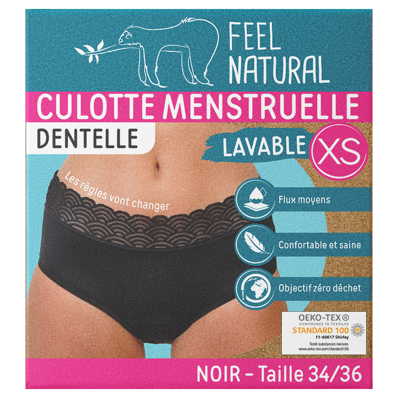 FRENCH TENDANCE - Wholesale Period Underwear - Women's - Washable and reusable lace menstrual panties BLACK0