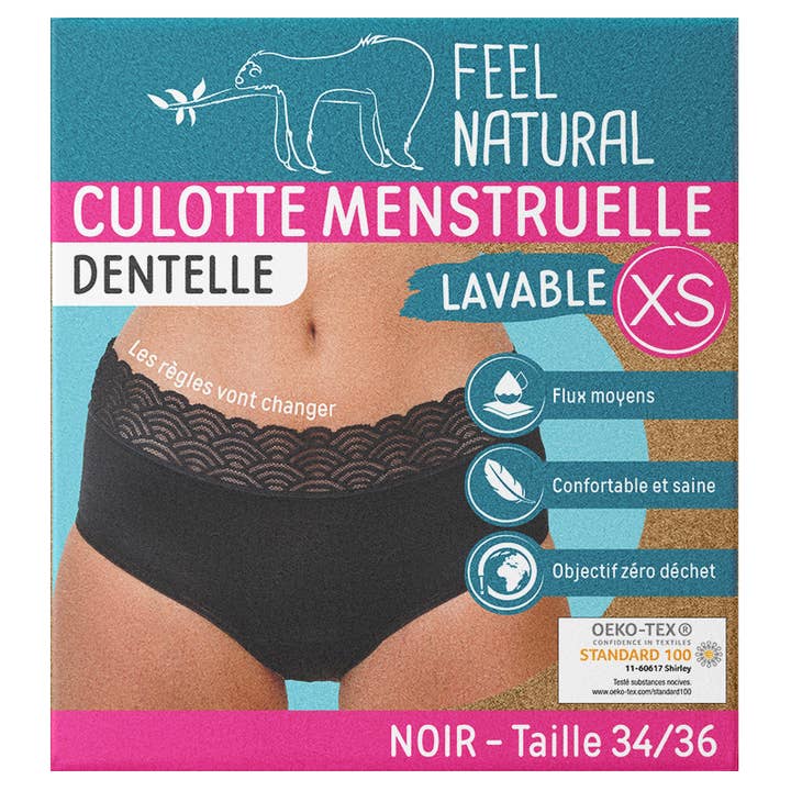 FRENCH TENDANCE - Wholesale Period Underwear - Women's - Washable and reusable lace menstrual panties BLACK