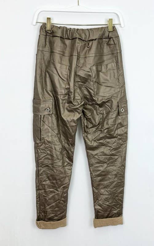 VENTI6 - Wholesale Pants - Women's - PU COATED CARGO CRINKLE JOGGERS (6809-PU)7