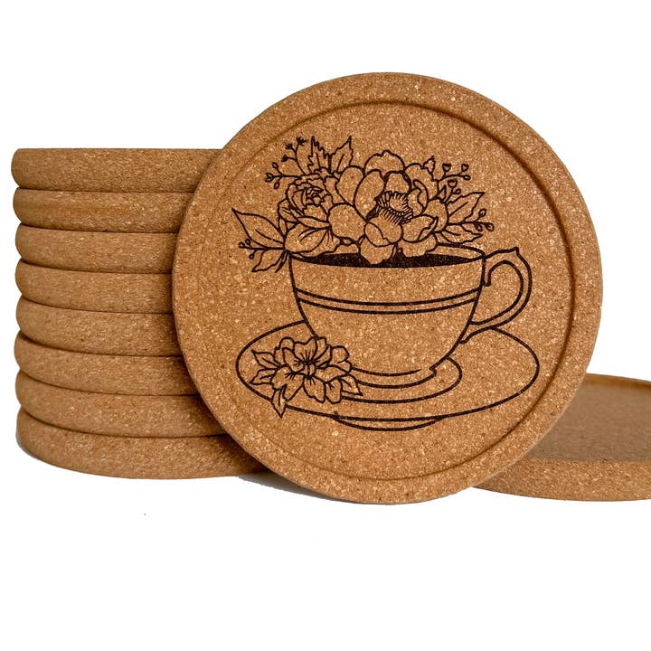 Teacup Cork Coaster for wholesale by Art by Sharell