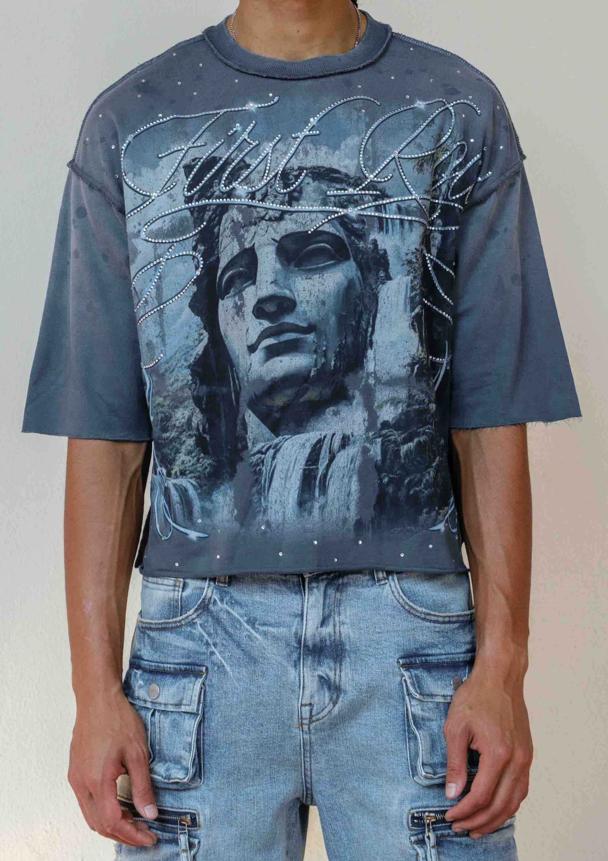 DK GREY LOST UTOPIA UNEARTH CROPPED  TEE for wholesale on Faire0