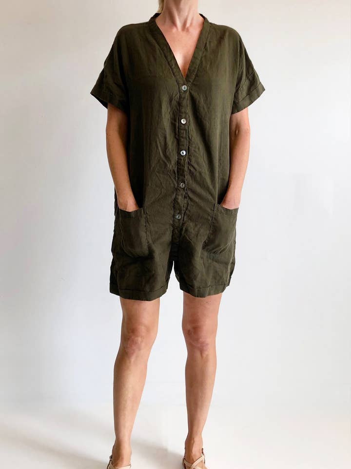 Linen Duke Suit - Dark Olive for wholesale by Tluxe