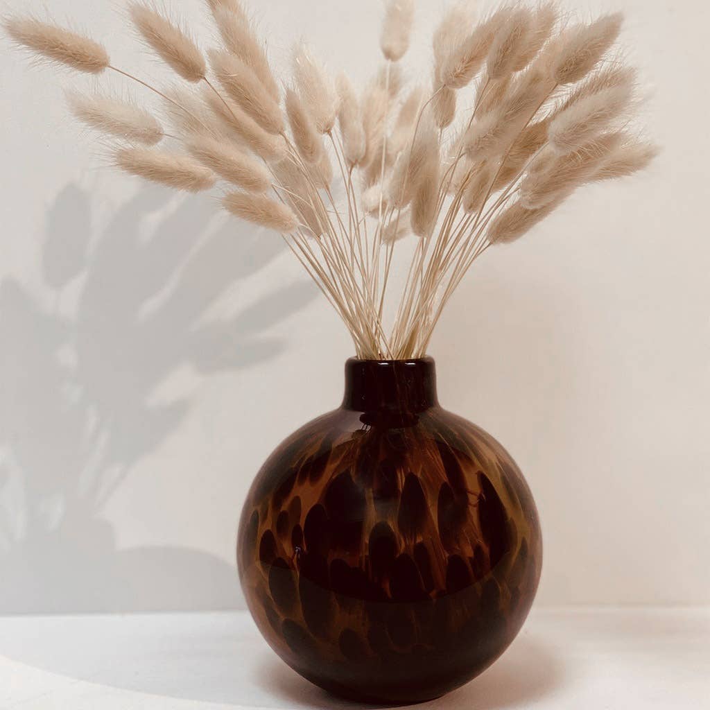 amber Round Brown Leopard Vase D12.5 H13cm for wholesale on Faire2