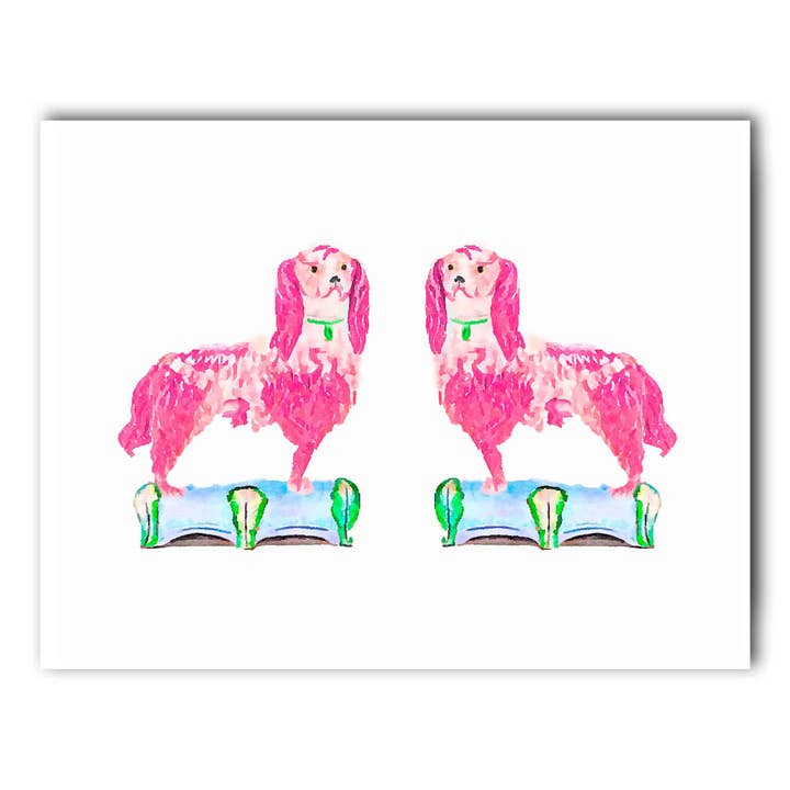 Staffies on Stands Fine Art Print for wholesale by Taylor Beach Design