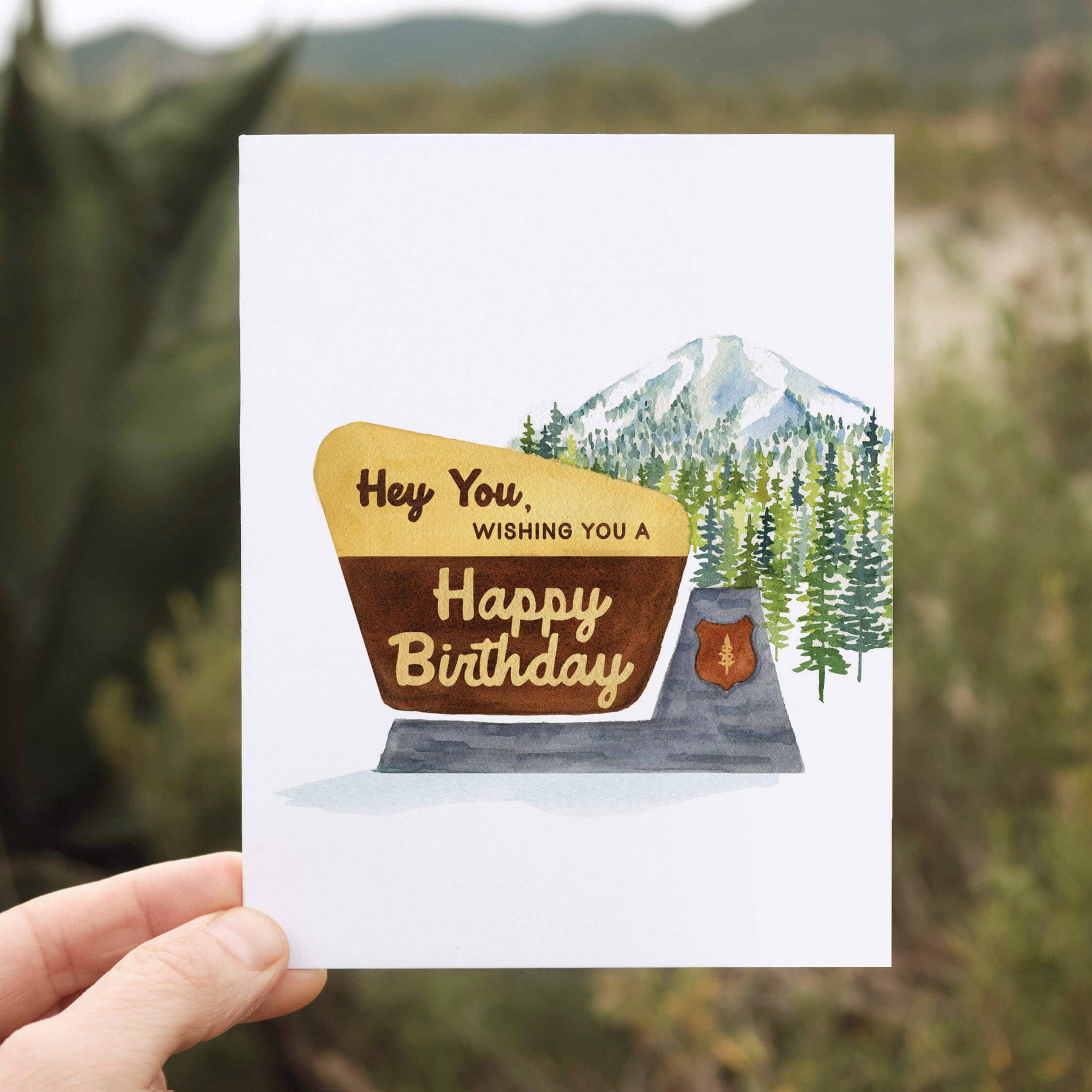 Watercolor Wednesday - Wholesale Birthday Card - National Park Birthday Card | Hey You! Outdoorsy Design2