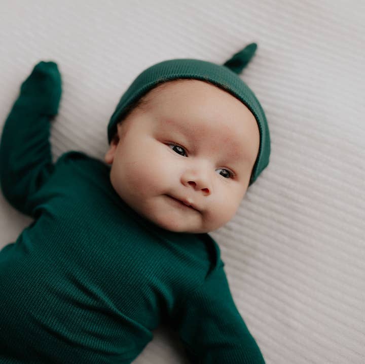 Three Little Tots - Wholesale Babygown - Baby - Forest Green Ribbed Knotted Newborn Baby Gown Sleepwear22