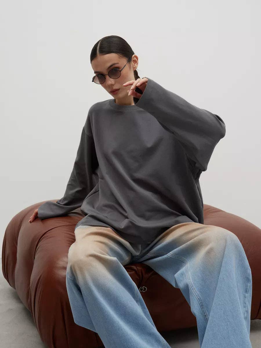 Suhkasana – wholesale T-shirt – women's – Heavyweight Cotton Long Sleeve Crewneck Oversized T Shirt18