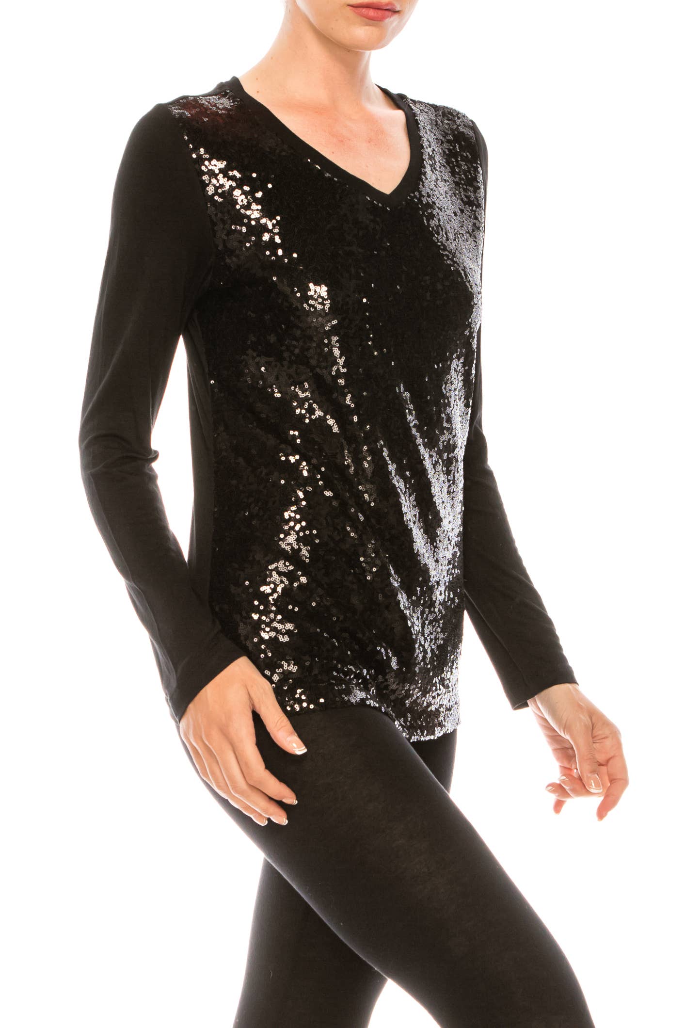 Urban Diction - Wholesale T-Shirt - Women's - Sequin Long Sleeve Shirt3