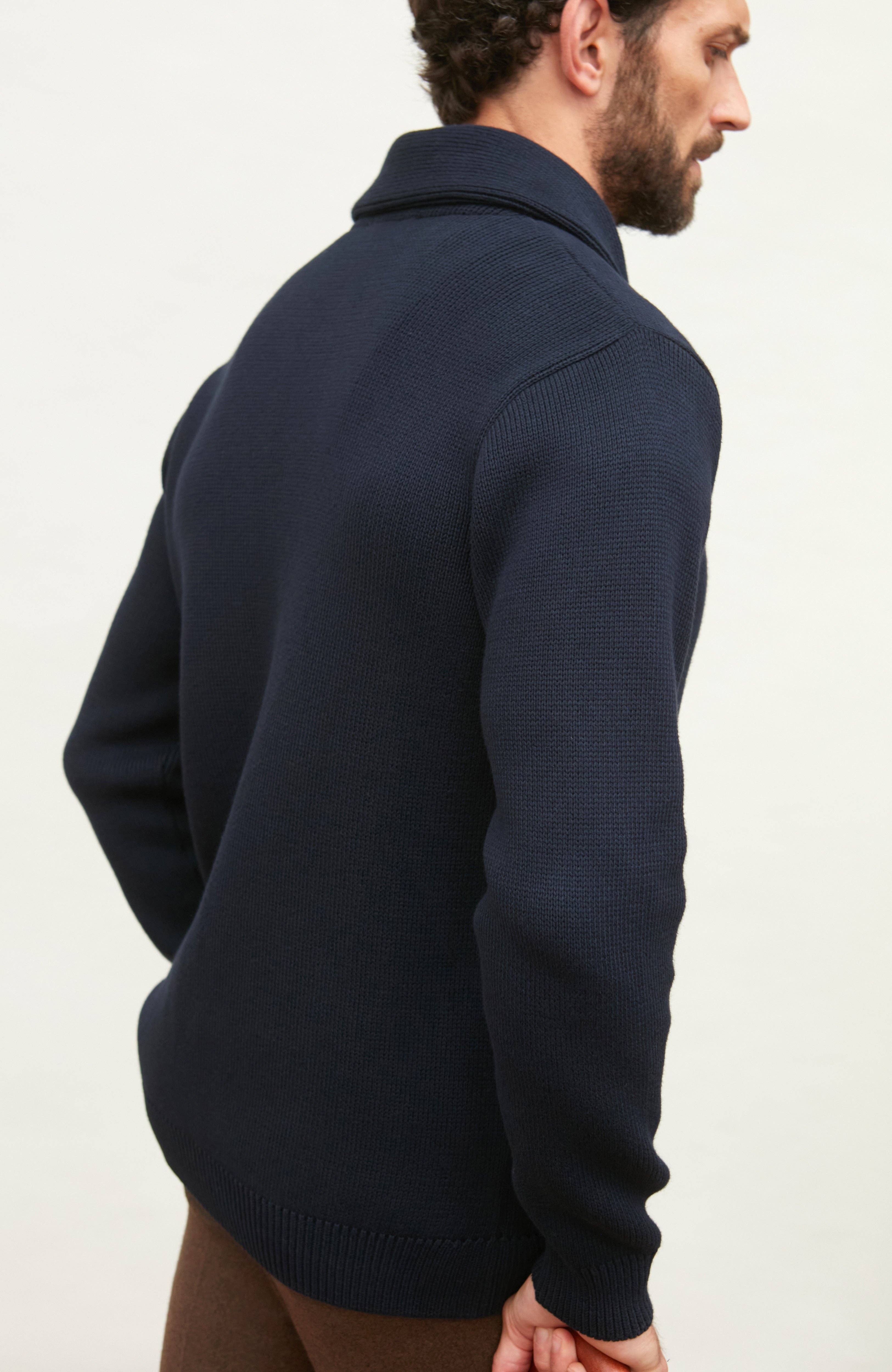 Paul James Knitwear – wholesale Kofta - Herr – Mens Midweight 100% Bomull Sjal Krage Cardigan10