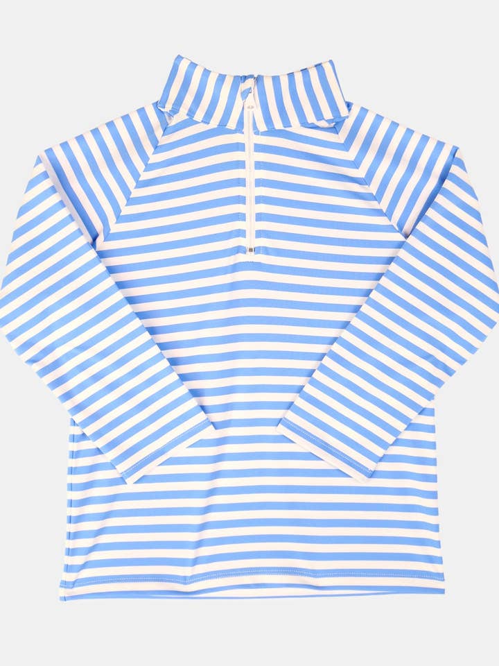 Active Everett Quarter Zip per bambini con strisce blu cielo per la vendita all'ingrosso da parte di Duffield Lane
