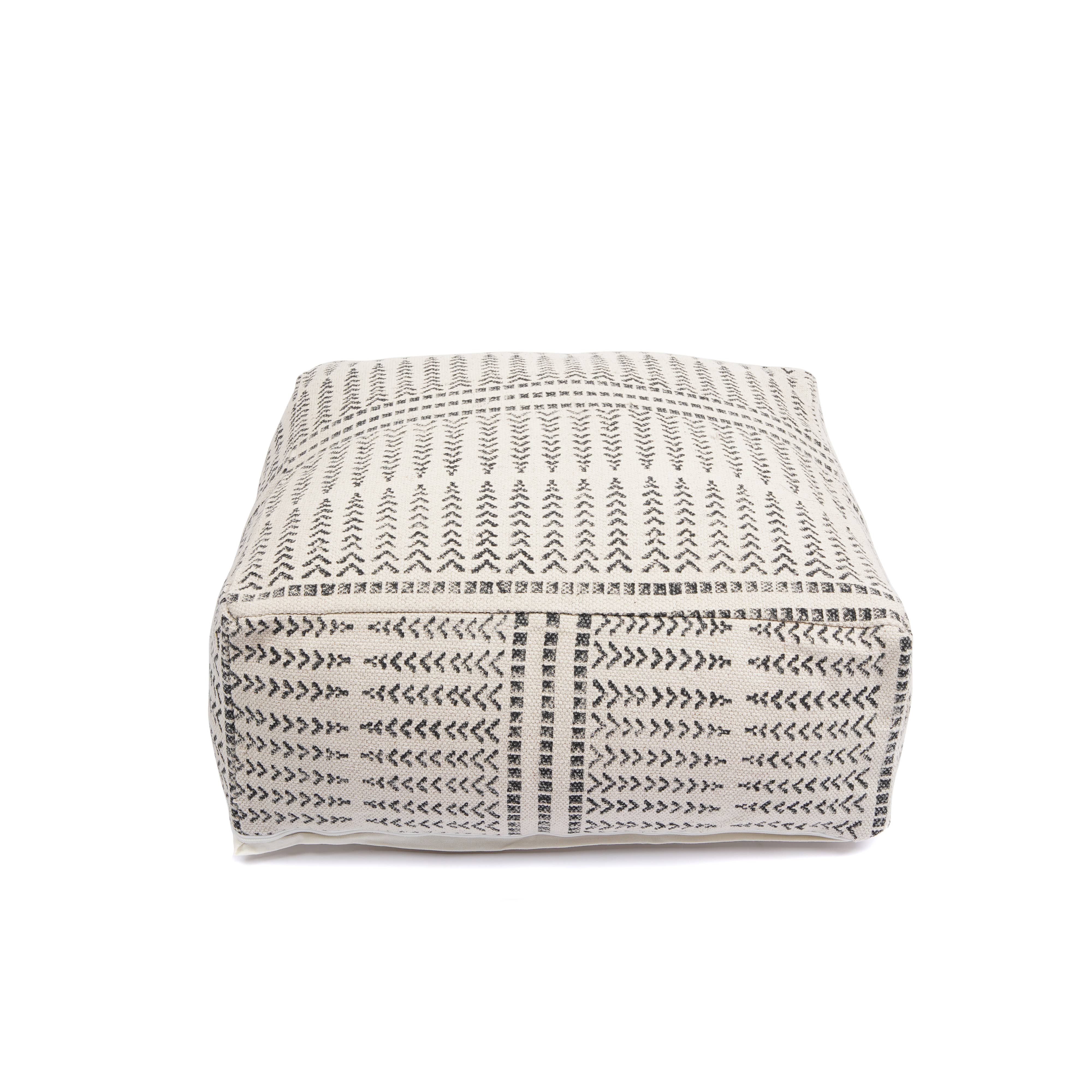 Linen Connections - Wholesale Ottoman - Stunning Moroccan Printed Ottoman - White1