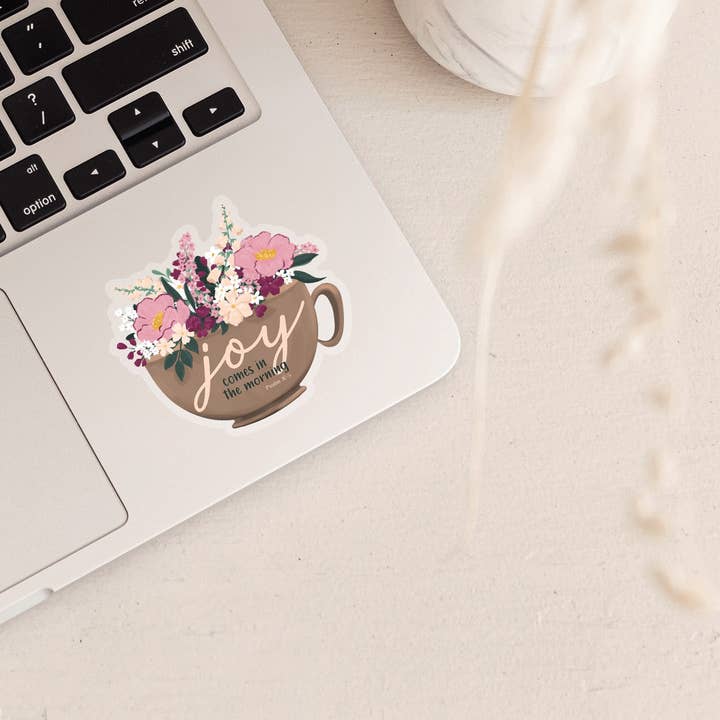 Wild Peonies Studio - Wholesale Sticker - Joy Comes in the Morning, Psalm 30:5 Clear Vinyl Sticker1