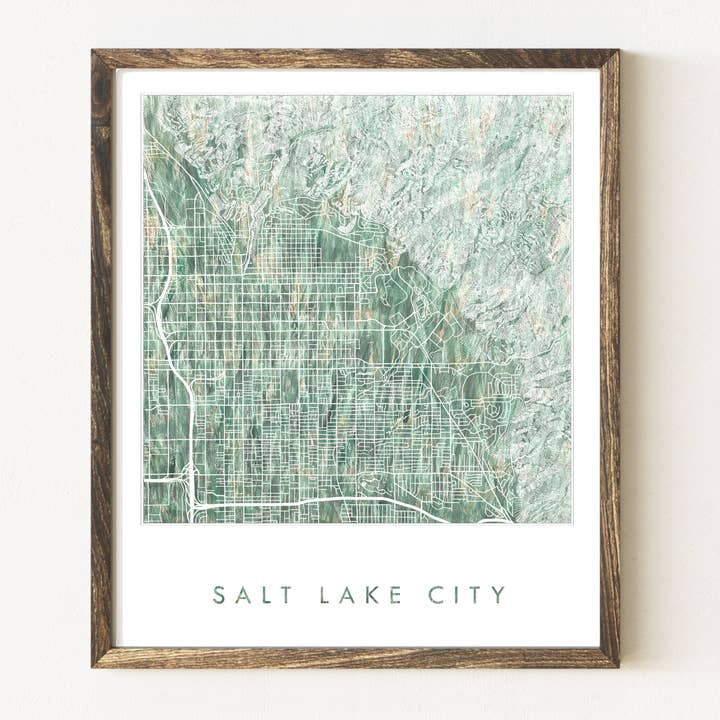 Salt Lake City Utah Malet kort KUNSTPRINT for engroshandel hos Turn-of-the-Centuries