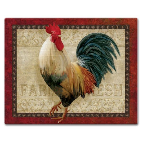 CounterArt/Highland Home/Thirstystone/CoasterStone – wholesale Skärbräda – Farm Fresh Rooster 15 ”x 12" härdat glas skärbräda0