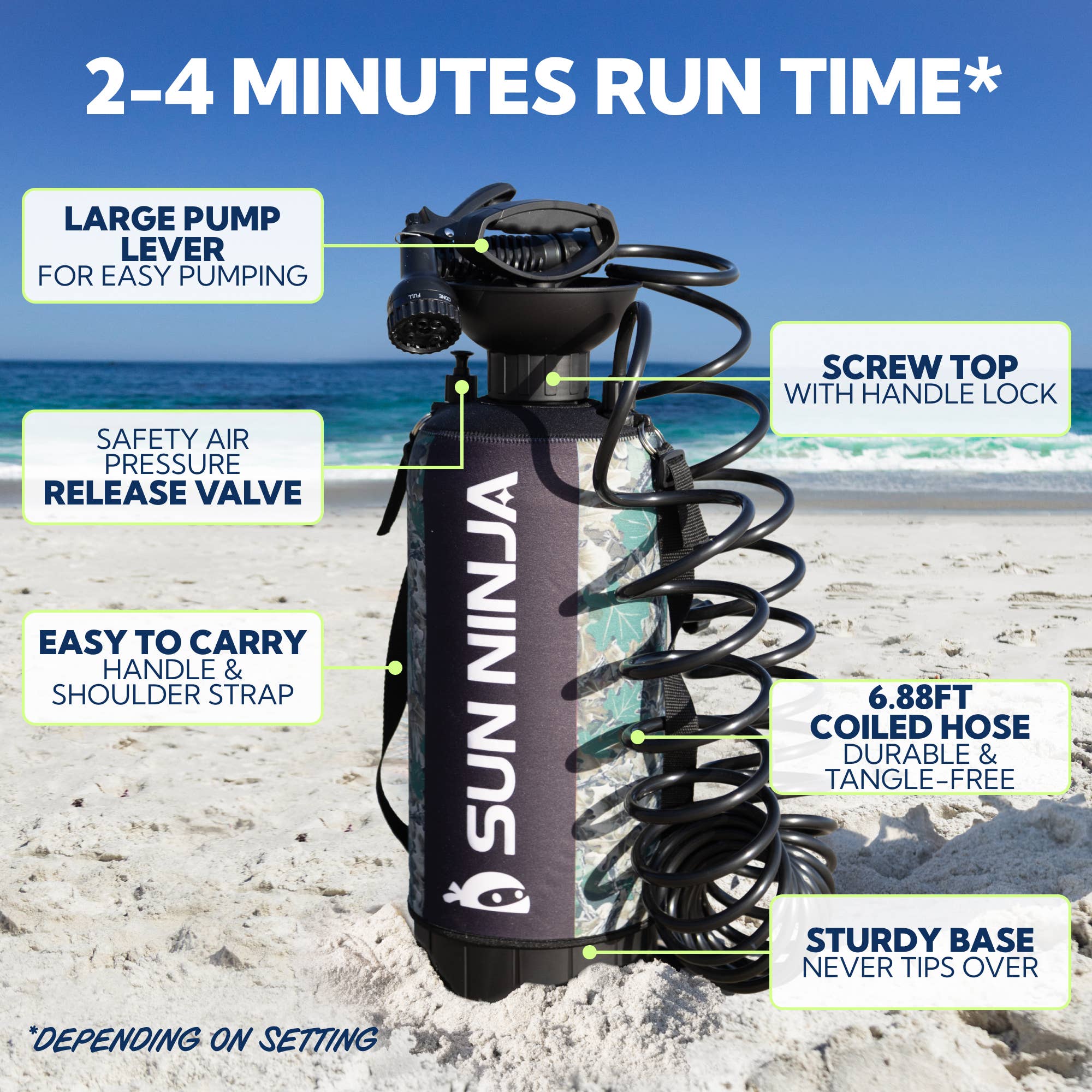 Sun Ninja - Wholesale Beach Accessories - Portable Shower - 2.1 Gallon4