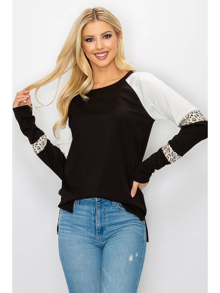 ePretty - Wholesale Tunic - Women's - G4-TP2153 Ribbed Leopard Color Block Long Sleeve Top17