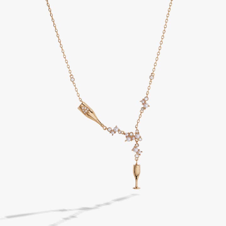 Collier Pendentif Perle de Champagne & Cristal pour la vente par Alex and Ani