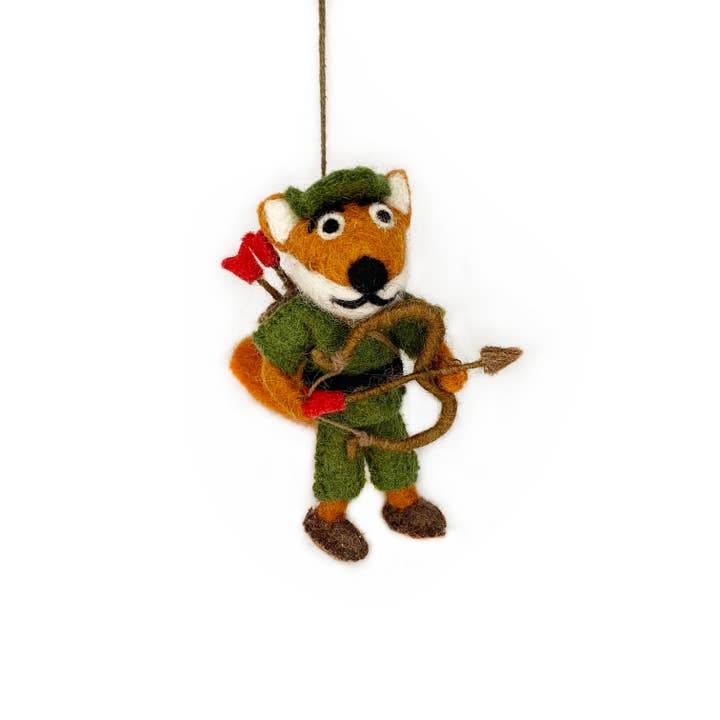 Felt So Good - Wholesale Ornament - Handmade Felt Fox Robin Hood & Maid Marion Decoration