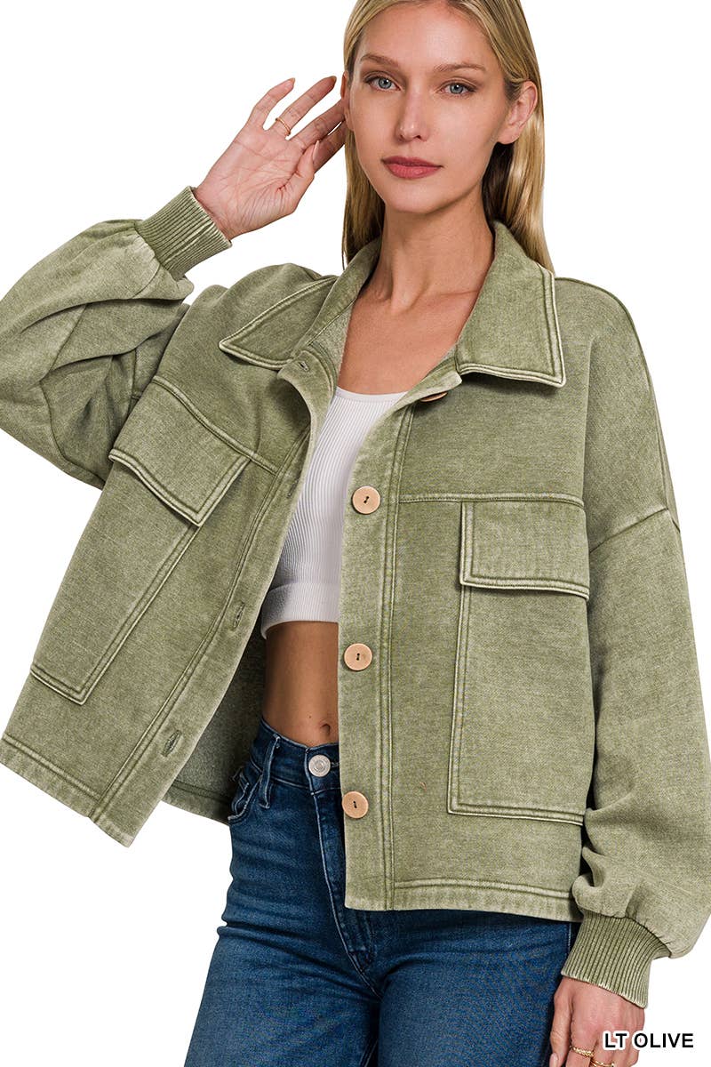 42POPS – Engroshandel Skjortejakke/shacket – til kvinder – ",,..SI-25336 Syrevasket Fleece Kort Jakke15