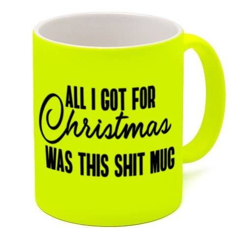 Secret Santa Mug, Funny Neon Mug for wholesale by Cheeky Chops Cards & Wanky Candles