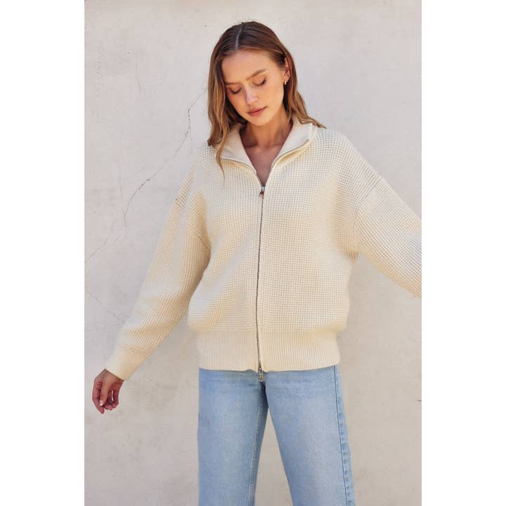 Dress Forum - Wholesale Jacket - Women's - Two Way Zip Waffle Knit Jacket12